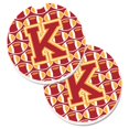 thumbnail image 1 of Carolines Treasures  Letter K Football Cardinal & Gold Set of 2 Cup Holder Car Coaster - Cardinal & Gold, 1 of 1