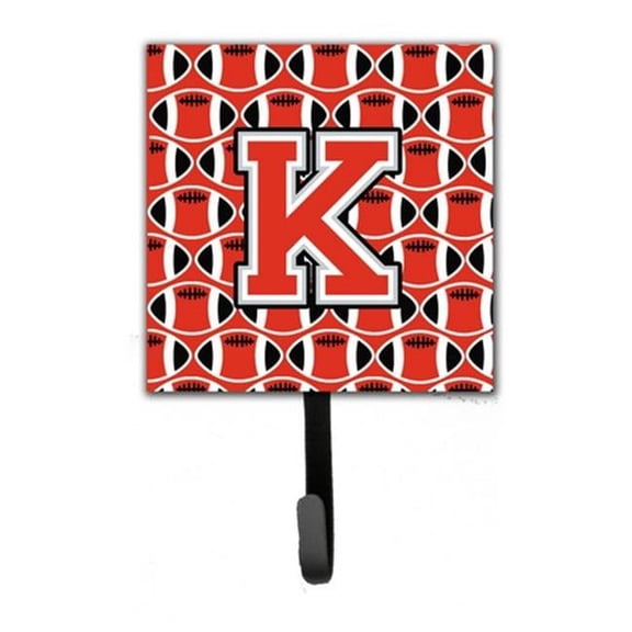 Carolines Treasures Letter K Football Scarlet & Grey Leash or Key Holder - Scarlet & Grey - 6in. H x 1.25in. W x 4.25in. L