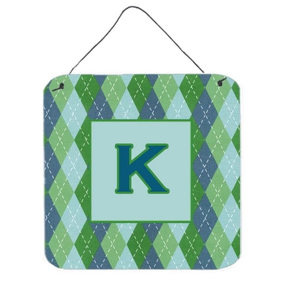 Carolines Treasures Letter K Initial Monogram - Blue Argoyle Aluminium Metal Wall or Door Hanging Prints