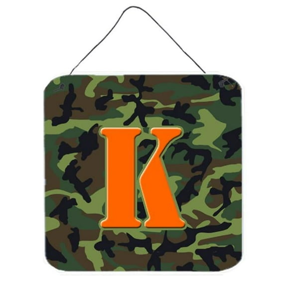 Carolines Treasures Letter K Initial Monogram - Camo Green Aluminium Metal Wall or Door Hanging Prints