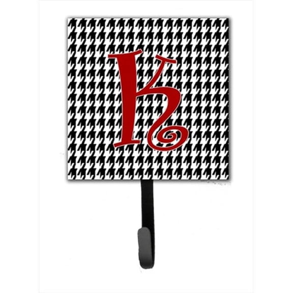Carolines Treasures Letter K Initial Monogram - Houndstooth Black Leash Holder Or Key Hook