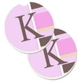 thumbnail image 1 of Carolines Treasures CJ1005-KCARC Letter K Initial Monogram - Pink Stripes Set of 2 Cup Holder Car Coasters  Large, 1 of 1