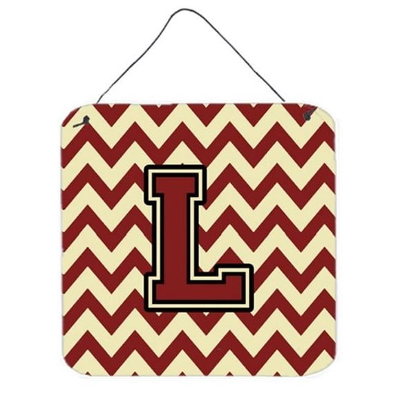 Carolines Treasures Letter L Chevron Maroon & Gold Wall or Door Hanging Prints - Maroon & Gold - 6in. H x 0.02in. W x 6in. L