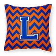thumbnail image 1 of Carolines Treasures Letter L Chevron Orange and Blue Fabric Decorative Pillow 14Hx14W multicolor, 1 of 4