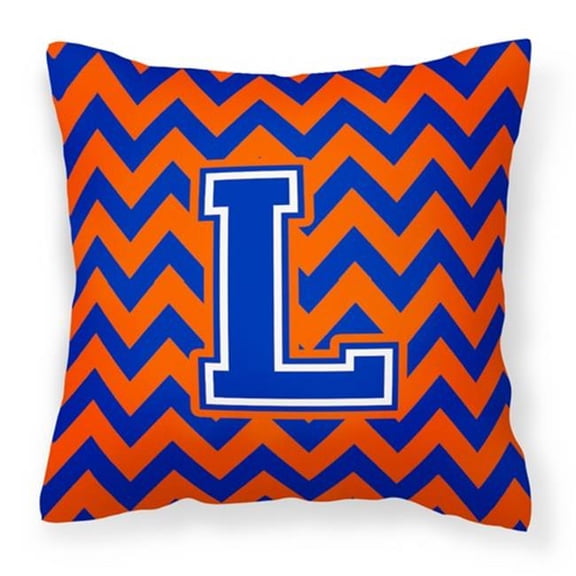 Carolines Treasures Letter L Chevron Orange and Blue Fabric Decorative Pillow 14Hx14W multicolor