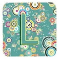 thumbnail image 1 of Carolines Treasures  Letter L Circle Circle Teal Initial Alphabet Foam Coasters- Set Of 4, 1 of 1