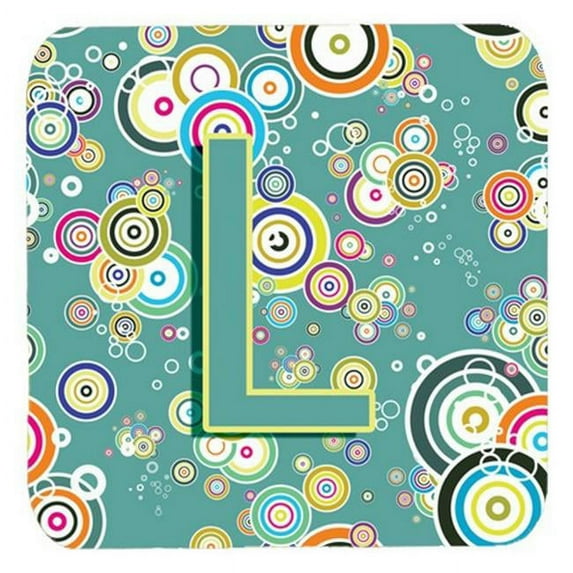 Carolines Treasures Letter L Circle Circle Teal Initial Alphabet Foam Coasters- Set Of 4