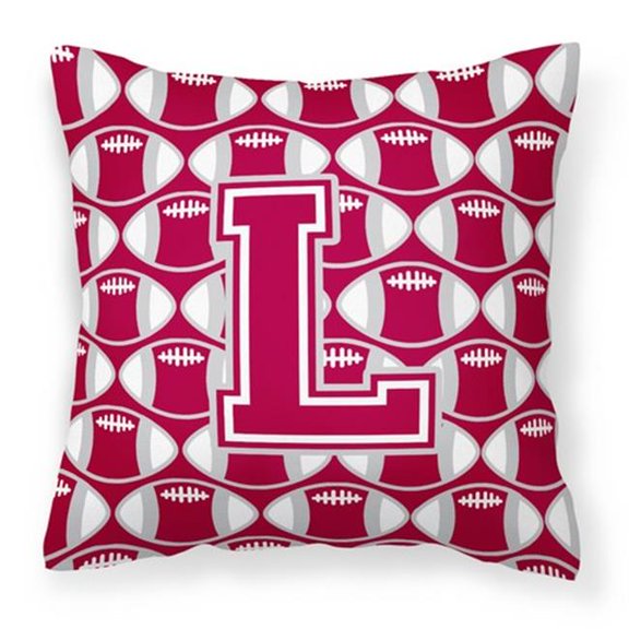 Carolines Treasures Letter L Football Crimson - Grey & White Fabric Decorative Pillow