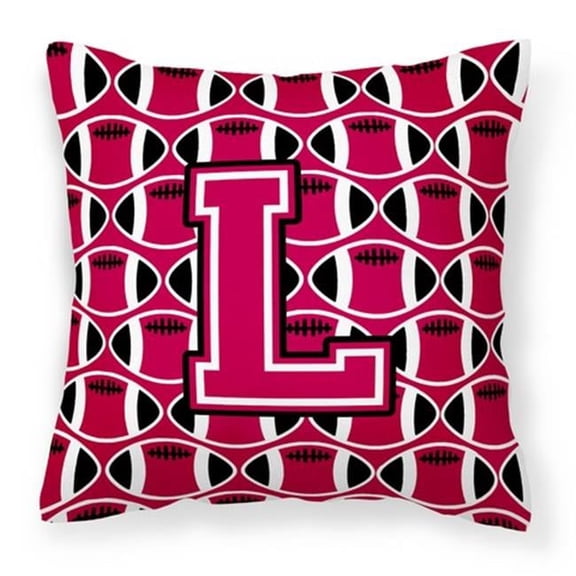 Carolines Treasures Letter L Football Crimson & White Fabric Decorative Pillow - Crimson & White - 14in. H x 3in. W x 14in. L