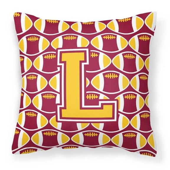 Carolines Treasures Letter L Football Maroon & Gold Fabric Decorative Pillow - Maroon & Gold - 14in. H x 3in. W x 14in. L