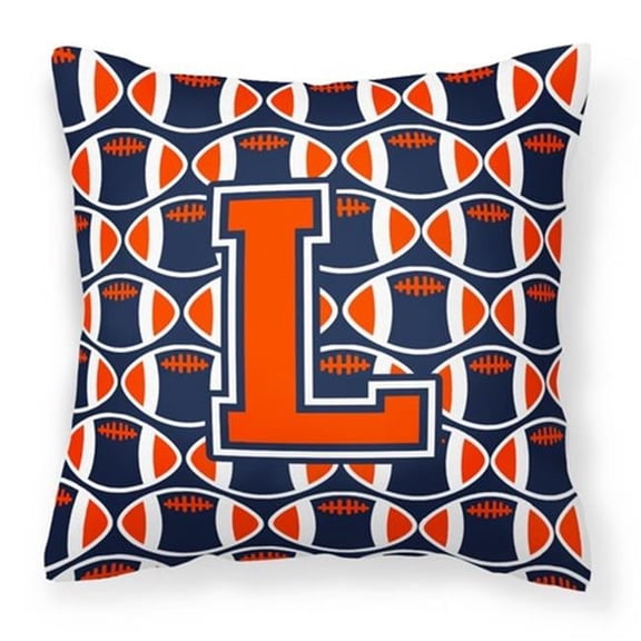 Carolines Treasures Letter L Football Orange - Blue & White Fabric Decorative Pillow