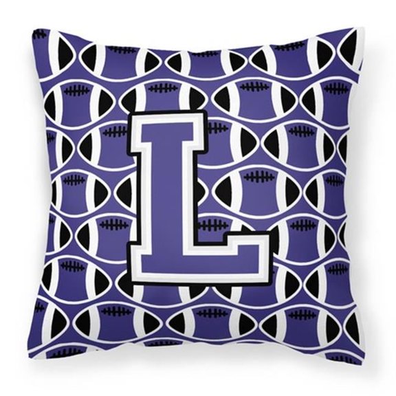 Carolines Treasures Letter L Football Purple & White Fabric Decorative Pillow - Purple & White - 14in. H x 3in. W x 14in. L