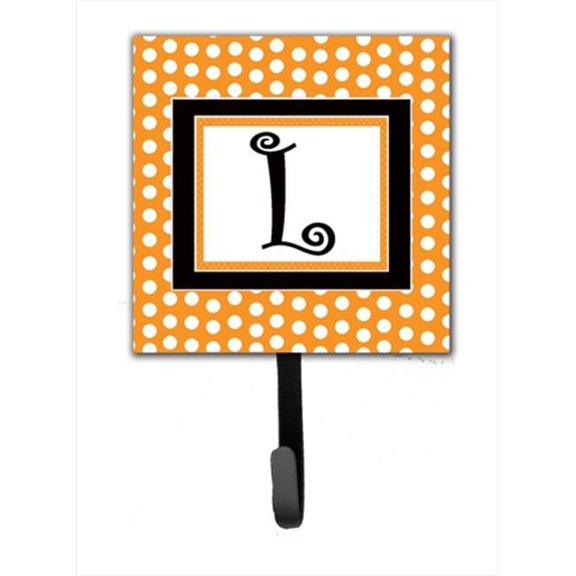 Carolines Treasures Letter L Initial Monogram - Orange Polka Dots Leash Holder Or Key Hook