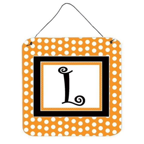 Carolines Treasures Letter L Initial Monogram - Orange Polkadots Aluminium Metal Wall or Door Hanging Prints