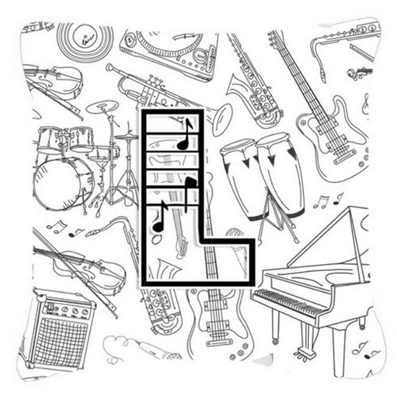 Carolines Treasures  Letter L Musical Note Letters Canvas Fabric Decorative Pillow