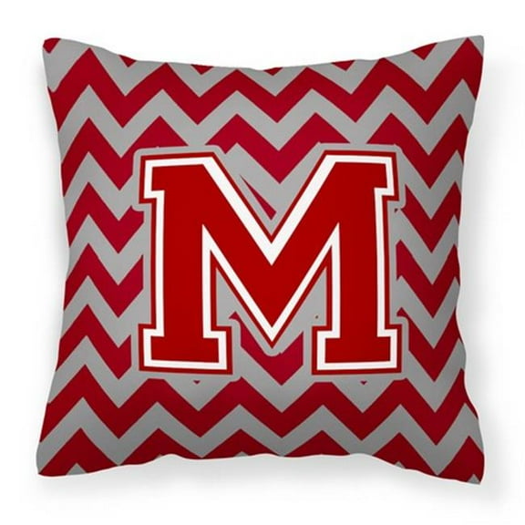 Carolines Treasures Letter M Chevron Maroon & White Fabric Decorative Pillow - Maroon & White - 14in. H x 3in. W x 14in. L