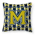 thumbnail image 1 of Carolines Treasures  Letter M Football Blue & Gold Fabric Decorative Pillow - Blue & Gold - 14in. H x 3in. W x 14in. L, 1 of 1