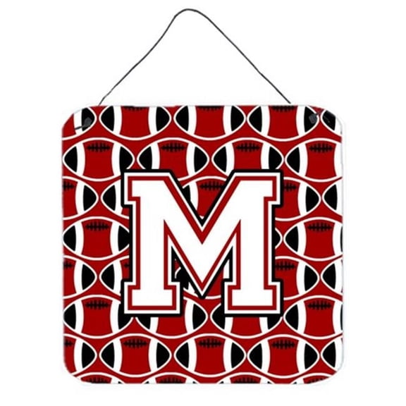 Carolines Treasures Letter M Football Cardinal & White Wall or Door Hanging Prints - Cardinal & White - 6in. H x 0.02in. W x 6in. L