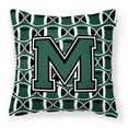 thumbnail image 1 of Carolines Treasures  Letter M Football Green & White Fabric Decorative Pillow - Green & White - 14in. H x 3in. W x 14in. L, 1 of 1