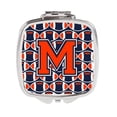 thumbnail image 1 of Carolines Treasures  Letter M Football Orange - Blue & White Compact Mirror, 1 of 1