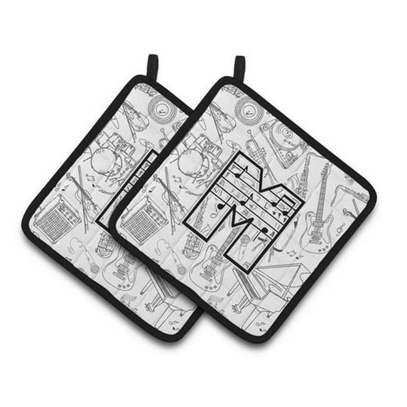 Carolines Treasures Letter M Musical Note Letters Pair of Pot Holders - 7.5 x 3 x 7.5 in.