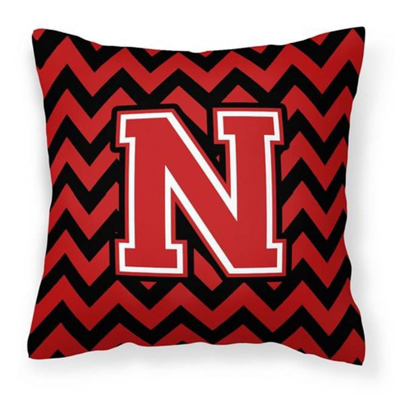 Carolines Treasures  Letter N Chevron Black & Red Fabric Decorative Pillow - Black & Red - 14in. H x 3in. W x 14in. L
