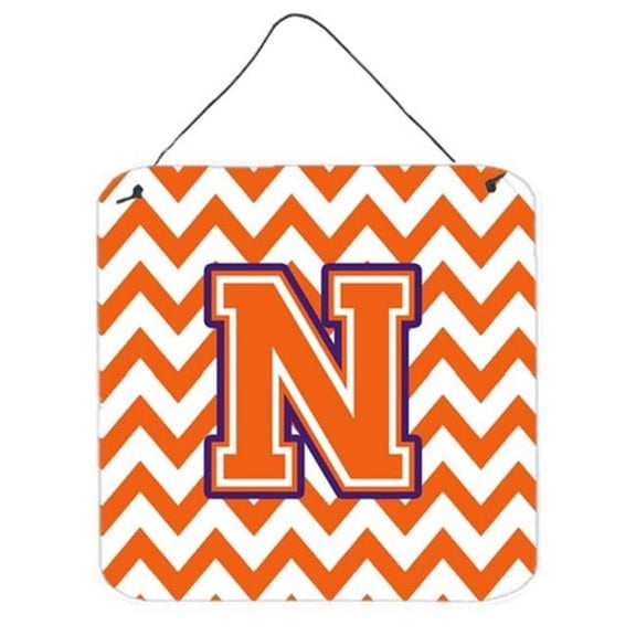 Carolines Treasures Letter N Chevron Orange & Regalia Wall or Door Hanging Prints - 6in. H x 0.02in. W x 6in. L - Orange & Regalia