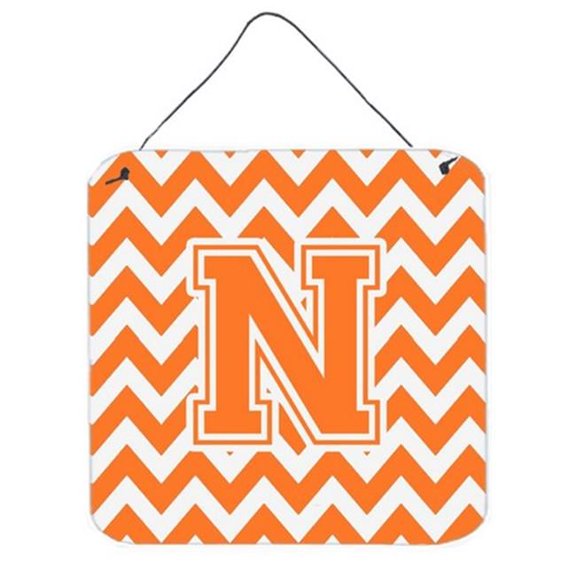 Carolines Treasures Letter N Chevron Orange & White Wall or Door Hanging Prints - Orange & White - 6in. H x 0.02in. W x 6in. L