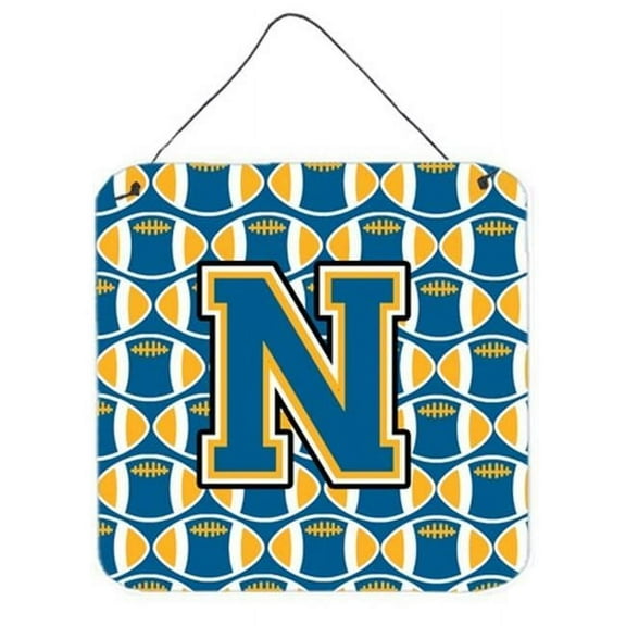 Carolines Treasures Letter N Football Blue & Gold Wall or Door Hanging Prints - Blue & Gold - 6in. H x 0.02in. W x 6in. L