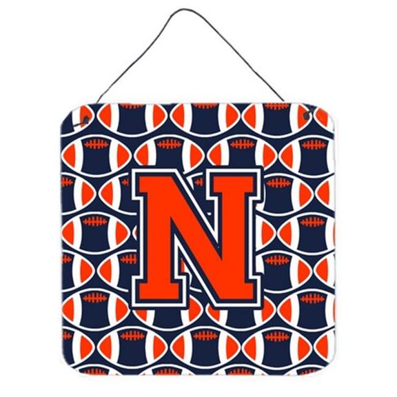 Carolines Treasures Letter N Football Orange - Blue & White Wall or Door Hanging Prints