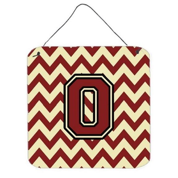 Carolines Treasures  Letter O Chevron Maroon & Gold Wall or Door Hanging Prints - Maroon & Gold - 6in. H x 0.02in. W x 6in. L