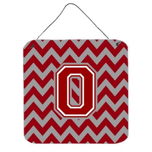 Carolines Treasures  Letter O Chevron Maroon & White Wall or Door Hanging Prints