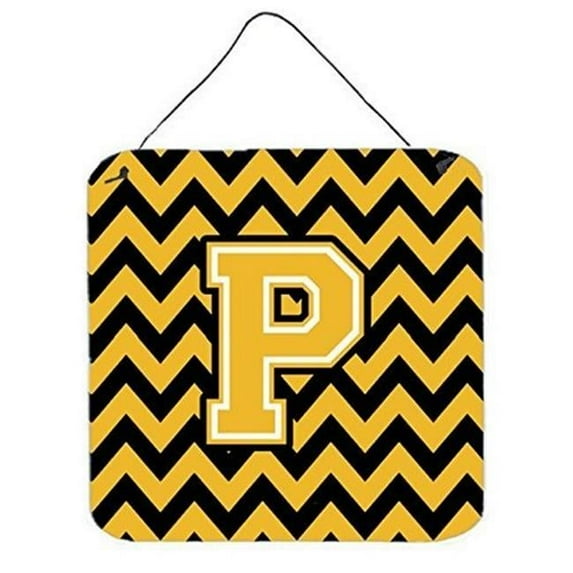 Carolines Treasures Letter P Chevron Black & Gold Wall or Door Hanging Prints