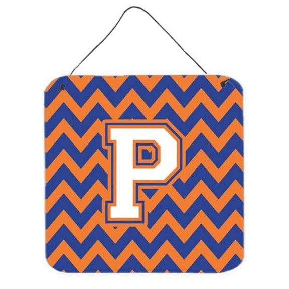 Carolines Treasures Letter P Chevron Blue & Orange No.3 Wall or Door Hanging Prints - 6in. H x 0.02in. W x 6in. L