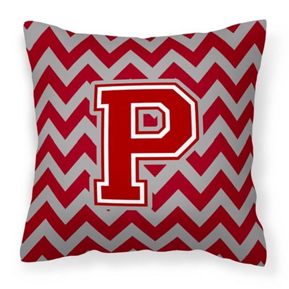 Carolines Treasures Letter P Chevron Maroon & White Fabric Decorative Pillow - Maroon & White - 14in. H x 3in. W x 14in. L