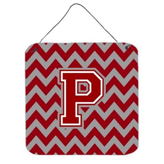 Carolines Treasures Letter P Chevron Maroon & White Wall or Door Hanging Prints - 6 x 0.02 x 6 in.