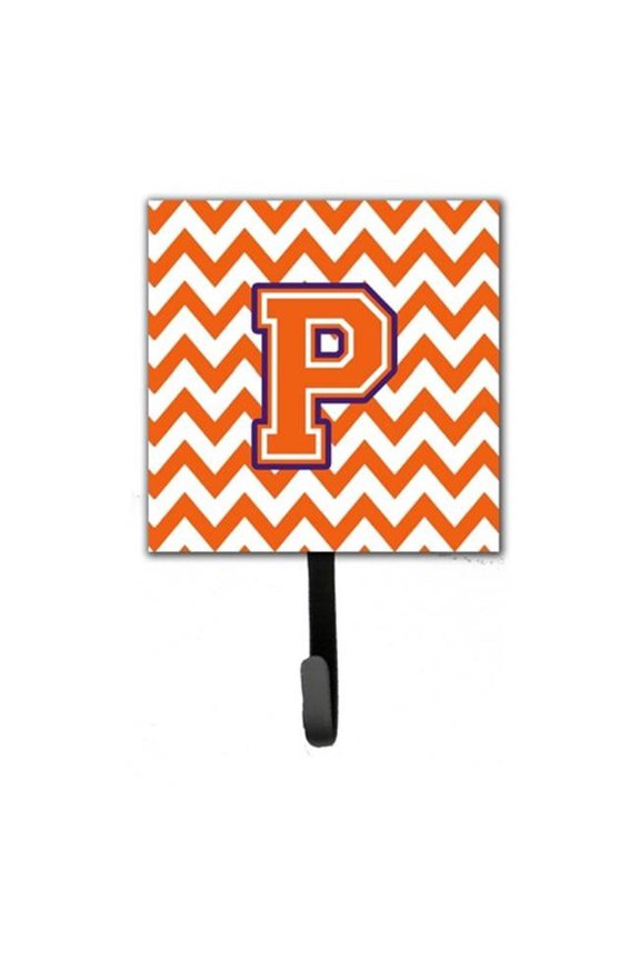 Carolines Treasures Letter P Chevron Orange & Regalia Leash or Key Holder - Orange & Regalia - 6in. H x 1.25in. W x 4.25in. L