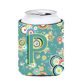Carolines Treasures  Letter P Circle Circle Teal Initial Alphabet Can & Bottle Hugger