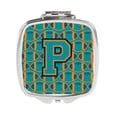 thumbnail image 1 of Carolines Treasures  Letter P Football Aqua - Orange & Marine Blue Compact Mirror, 1 of 1