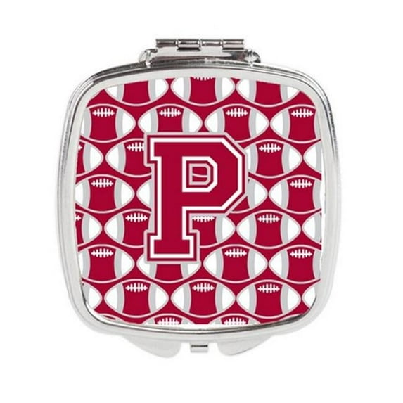 Carolines Treasures Letter P Football Crimson - Grey & White Compact Mirror