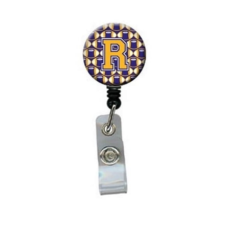 Carolines Treasures Letter Q Football Purple & Gold Retractable Badge Reel - Purple & Gold - 5in. H x 1in. W x 2in. L