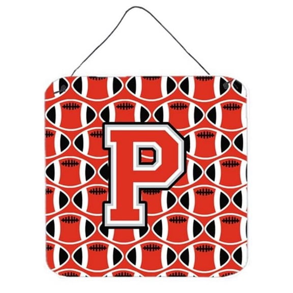 Carolines Treasures Letter P Football Scarlet & Grey Wall or Door Hanging Prints - Scarlet & Grey - 6in. H x 0.02in. W x 6in. L