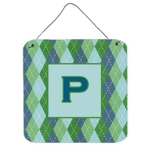 Carolines Treasures Letter P Initial Monogram - Blue Argoyle Aluminium Metal Wall Or Door Hanging Prints