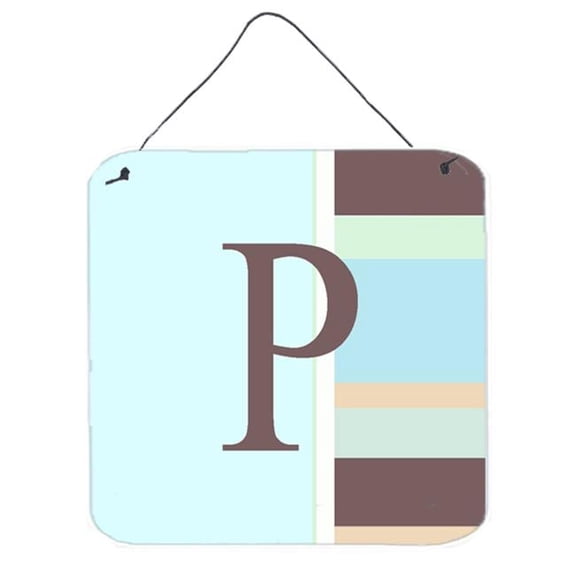 Carolines Treasures Letter P Initial Monogram - Blue Stripes Aluminium Metal Wall Or Door Hanging Prints