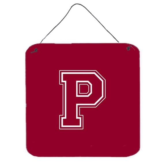 Carolines Treasures  Letter P Initial Monogram - Maroon and White Aluminium Metal Wall or Door Hanging Prints