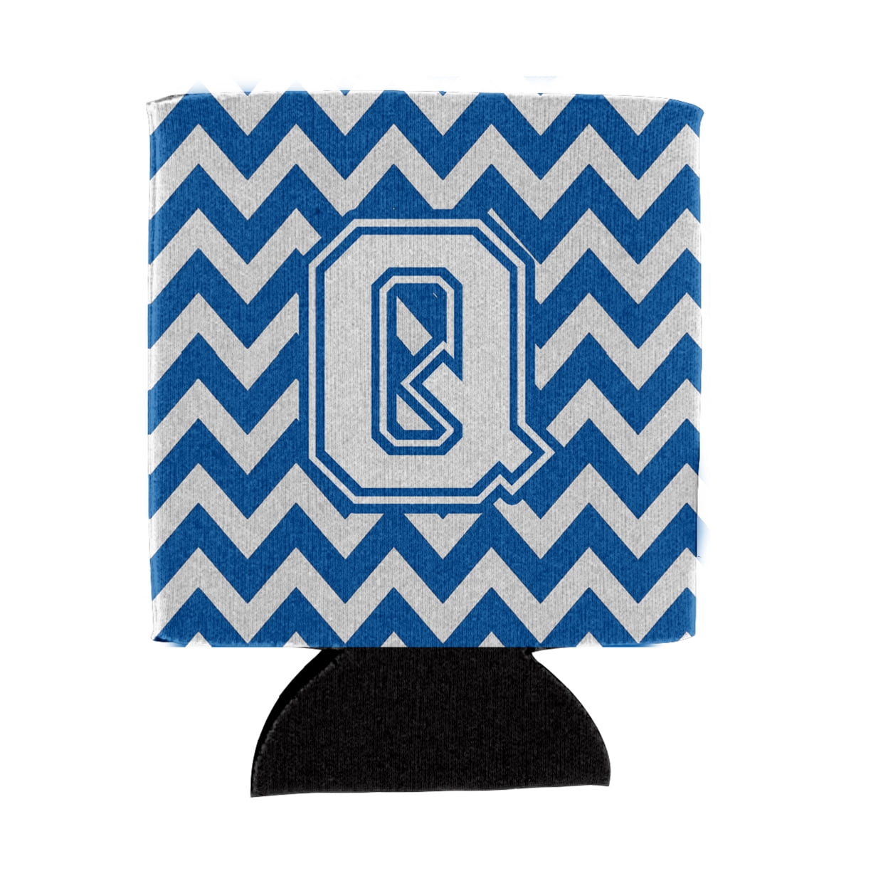 Carolines Treasures Letter Q Chevron Blue and White Can or Bottle Hugger Can Hugger multicolor