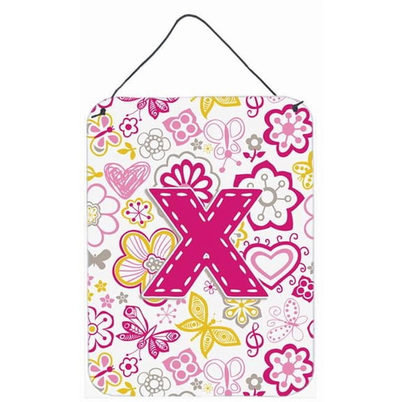 Carolines Treasures Letter X Flowers And Butterflies Pink Wall and Door Hanging Prints - Pink