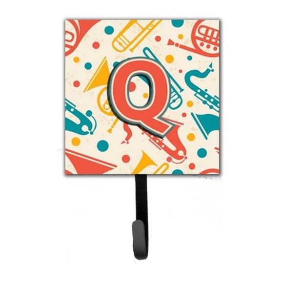 Carolines Treasures Letter Q Retro Teal Orange Musical Instruments Initial Leash & Key Holder