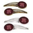 thumbnail image 1 of Carolines Treasures  Letter R Chevron Garnet & Black Barrettes Hair Clips, 1 of 1