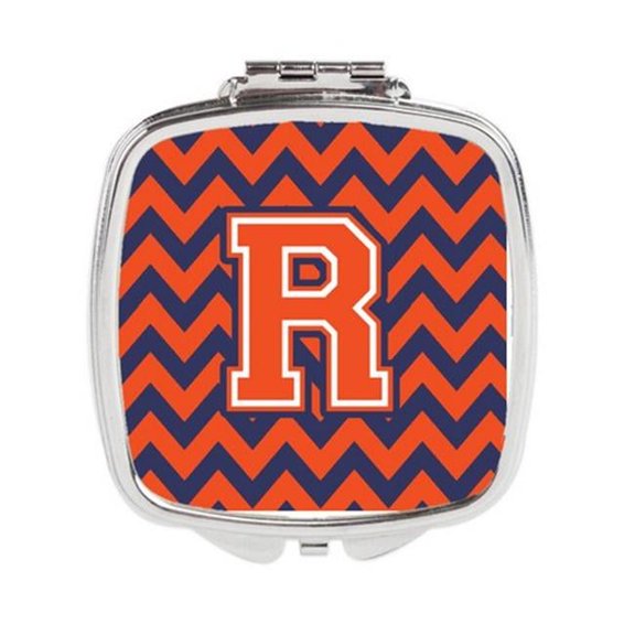 Carolines Treasures Letter R Chevron Orange & Blue Compact Mirror